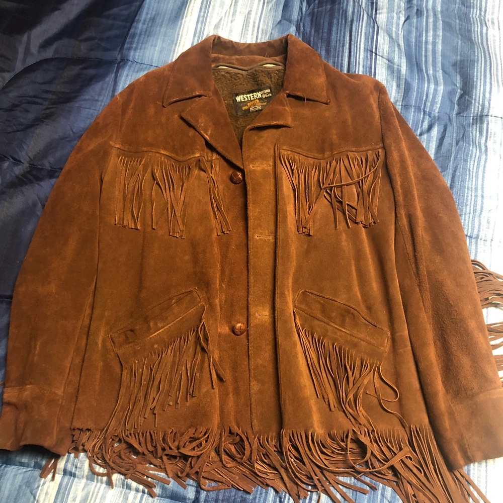 Vintage mens brown leather western outdoor wear jacket size 38 tall by Sears